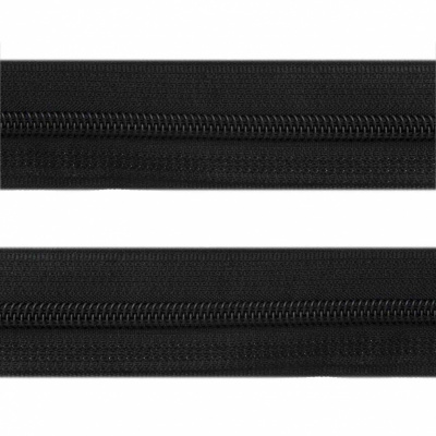Рулонная молния с покрытием PVC спираль тип 3 (упак.270м) -черная с полосой СВО - купить в Ноябрьске. Цена: 12.74 руб.