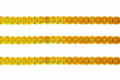 Пайетки "ОмТекс" на нитях, CREAM, 6 мм С / упак.73+/-1м, цв. 92 - золото - купить в Ноябрьске. Цена: 484.77 руб.