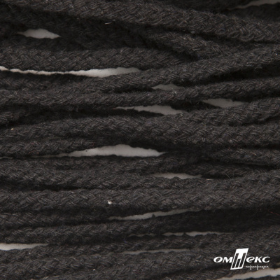 Шнур плетеный d-6 мм круглый, 70% хлопок 30% полиэстер, уп.90+/-1 м, цв.1078-черный - купить в Ноябрьске. Цена: 594 руб.