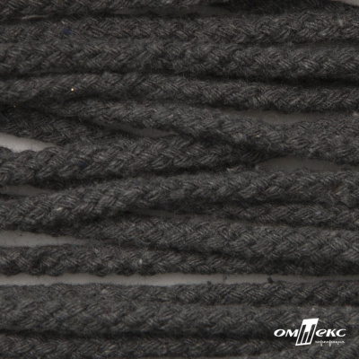 Шнур плетеный d-6 мм круглый, 70% хлопок 30% полиэстер, уп.90+/-1 м, цв.1088-т.серый - купить в Ноябрьске. Цена: 594 руб.