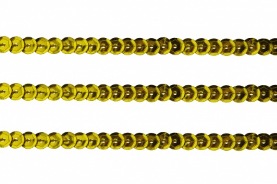 Пайетки "ОмТекс" на нитях, SILVER-BASE, 6 мм С / упак.73+/-1м, цв. А-1 - т.золото - купить в Ноябрьске. Цена: 468.37 руб.