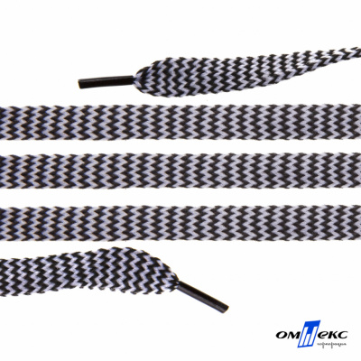 Шнурки #107-07, плоские 130 см, двухцветные цв.серый/чёрный - купить в Ноябрьске. Цена: 23.03 руб.
