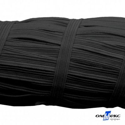 Резиновые нити с текстильным покрытием, шир. 6 мм (55 м/уп), цв.-черный - купить в Ноябрьске. Цена: 210.75 руб.