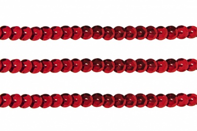 Пайетки "ОмТекс" на нитях, SILVER-BASE, 6 мм С / упак.73+/-1м, цв. 3 - красный - купить в Ноябрьске. Цена: 468.37 руб.