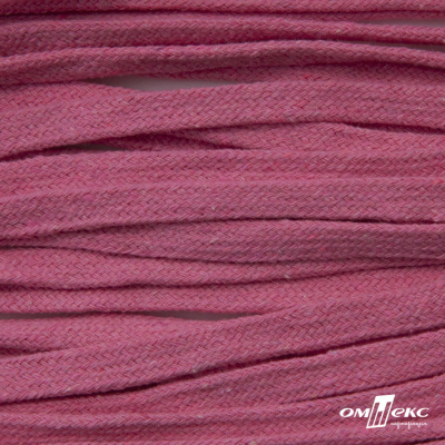 Шнур плетеный d-8 мм плоский, 70% хлопок 30% полиэстер, уп.85+/-1 м, цв.1029-розовый - купить в Ноябрьске. Цена: 735 руб.
