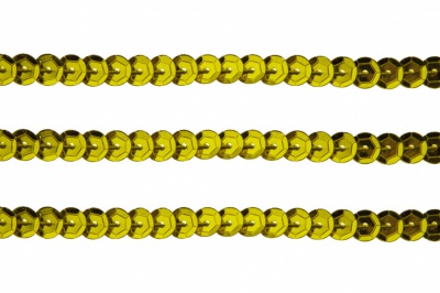 Пайетки "ОмТекс" на нитях, SILVER-BASE, 6 мм С / упак.73+/-1м, цв. 7 - св.золото - купить в Ноябрьске. Цена: 468.37 руб.