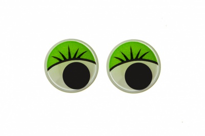 Глазки для игрушек, круглые, с бегающими зрачками, 12 мм/упак.50+/-2 шт, цв. -зеленый - купить в Ноябрьске. Цена: 96.01 руб.