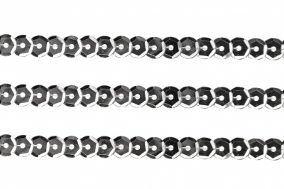 Пайетки "ОмТекс" на нитях, SILVER-BASE, 6 мм С / упак.73+/-1м, цв. 1 - серебро - купить в Ноябрьске. Цена: 468.37 руб.