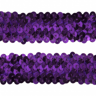 Тесьма с пайетками 12, шир. 30 мм/уп. 25+/-1 м, цвет фиолет - купить в Ноябрьске. Цена: 1 098.48 руб.
